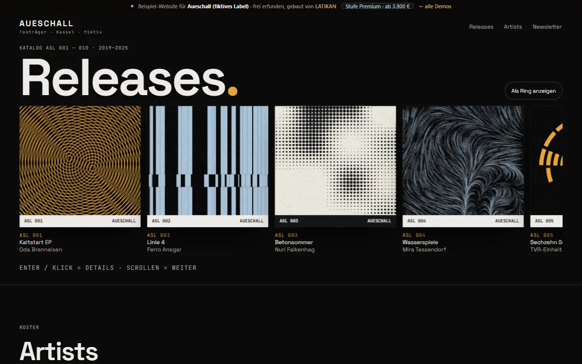 Preview of the Aueschall demo website