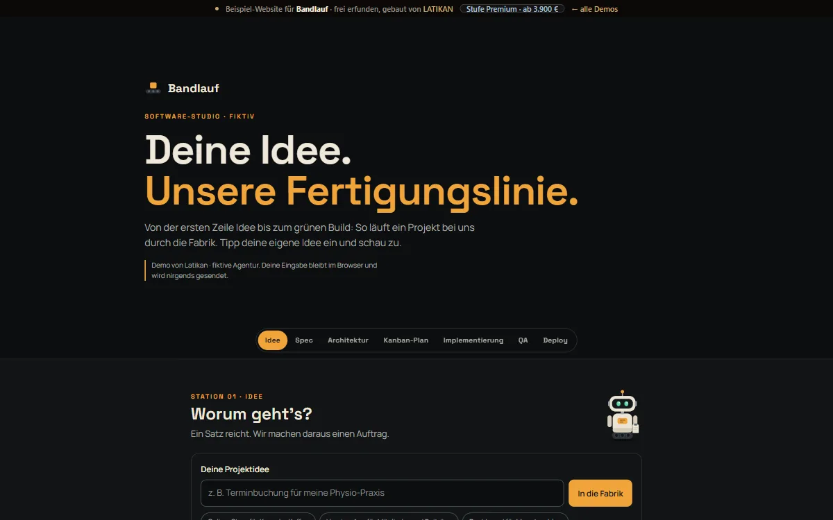 Preview of the Bandlauf demo website