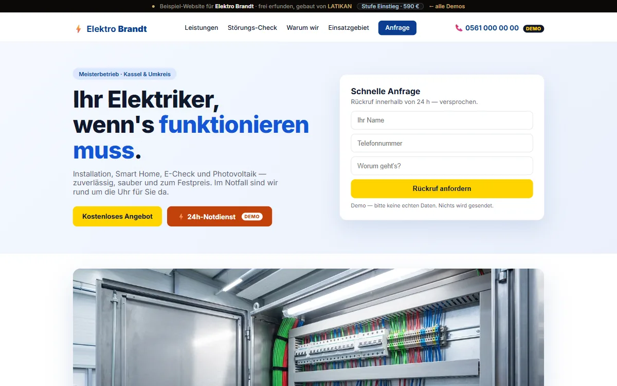 Preview of the Elektro Brandt demo website