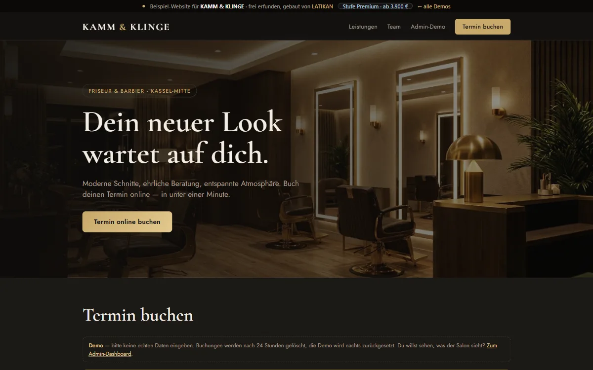 Preview of the Kamm & Klinge demo website