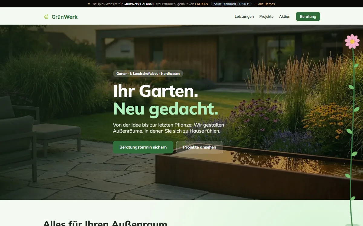 Preview of the GrünWerk demo website