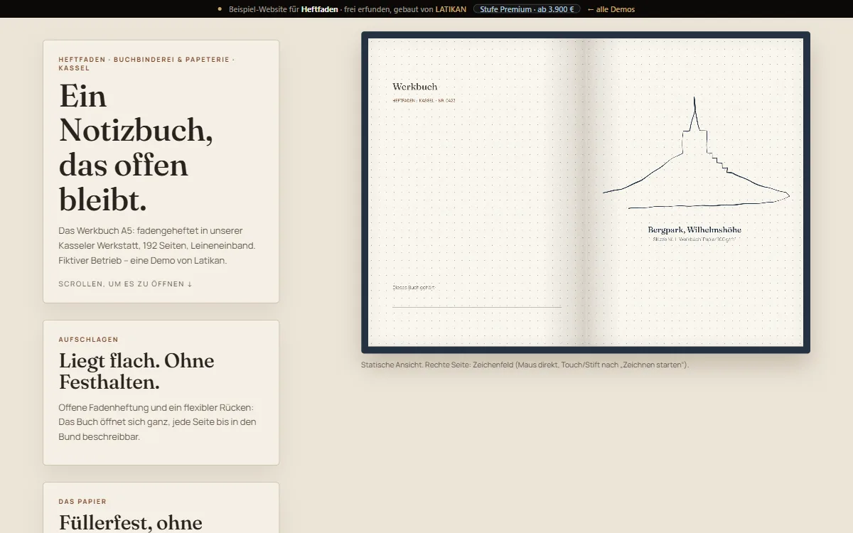 Preview of the Heftfaden demo website