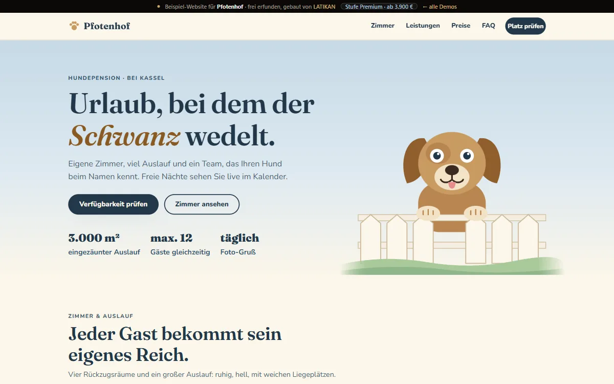 Preview of the Pfotenhof demo website