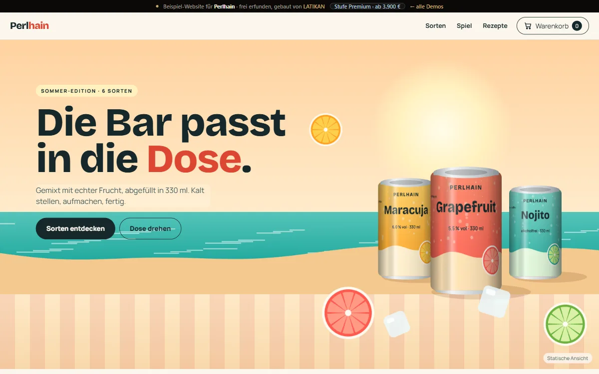 Preview of the Perlhain demo website