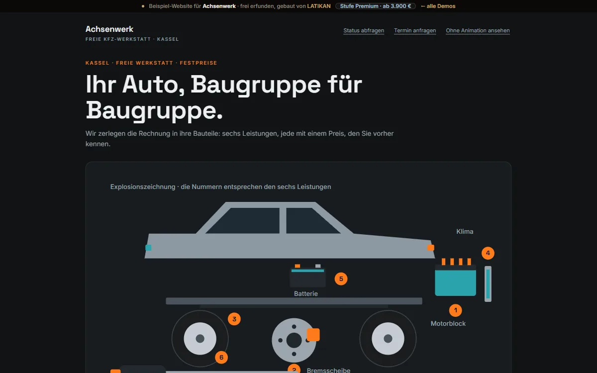 Preview of the Achsenwerk demo website